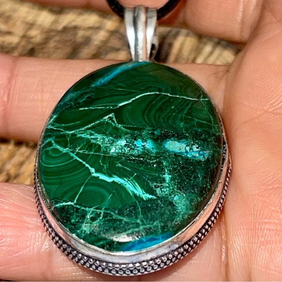 Azurite Malachite Crystal Pendant 2 1/4” - Picture 6 of 12